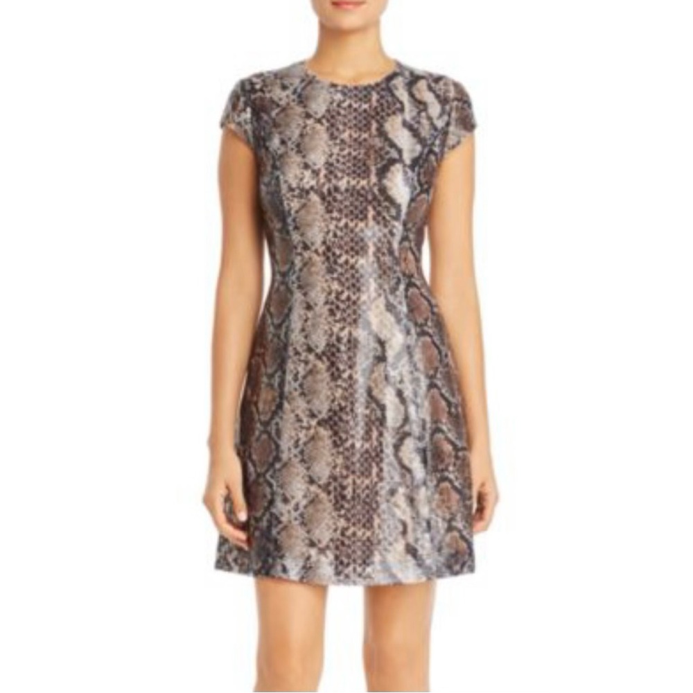 Elie Tahari Elissa Sequined Snakeskin Print Dress